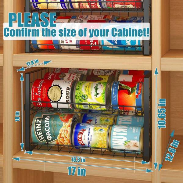Lynzavix Stackable 2-Shelf Black Adjustable Tilt Can Rack