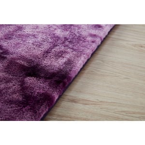 Lily Luxury Purple Tie-Die 5 ft. x 7 ft. Chinchilla Faux Fur Polypropylene Area Rug