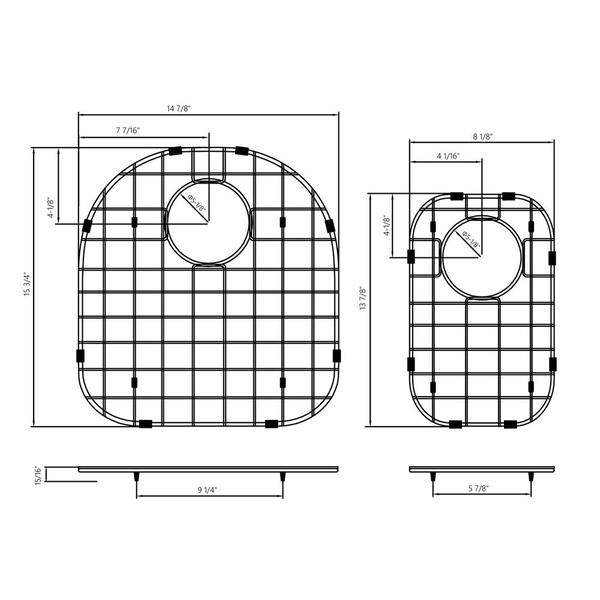 CHESHIRE 2-Piece Stainless Steel Bottom Grid for Sink 60/40 Splits - Model HCH-GR-64