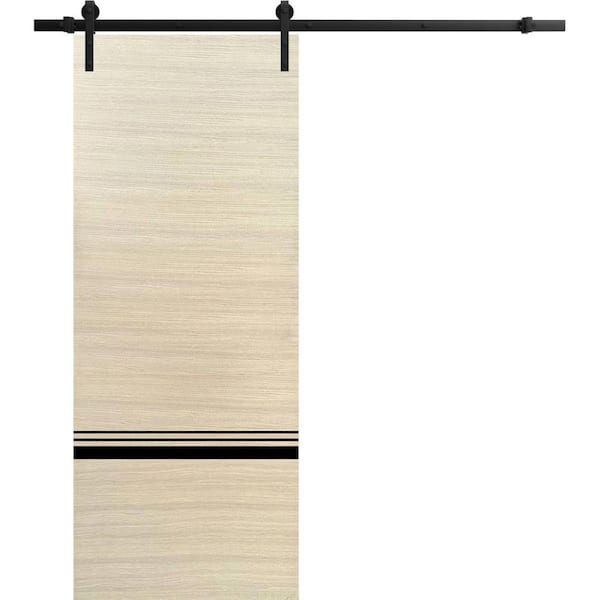 30 in. x 96 in. 1 Panel Natural Veneer Solid Wood with Honeycomb Sliding Barn Door with Hardware Kit