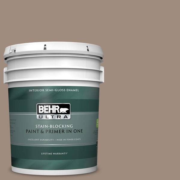 BEHR ULTRA 5 gal. #UL140-6 Antique Leather Semi-Gloss Enamel Interior Paint and Primer in One
