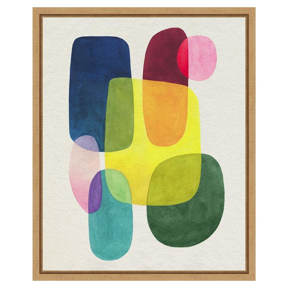 Sunlit Spectrum II Abstract Canvas Art with Maple Frame