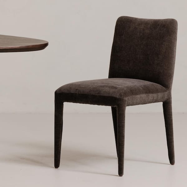NADAAL STUDIOS Quintessa Dark Grey Dining Chair, Polyester Upholstery with Ash Wood Frame - (Set of 2)