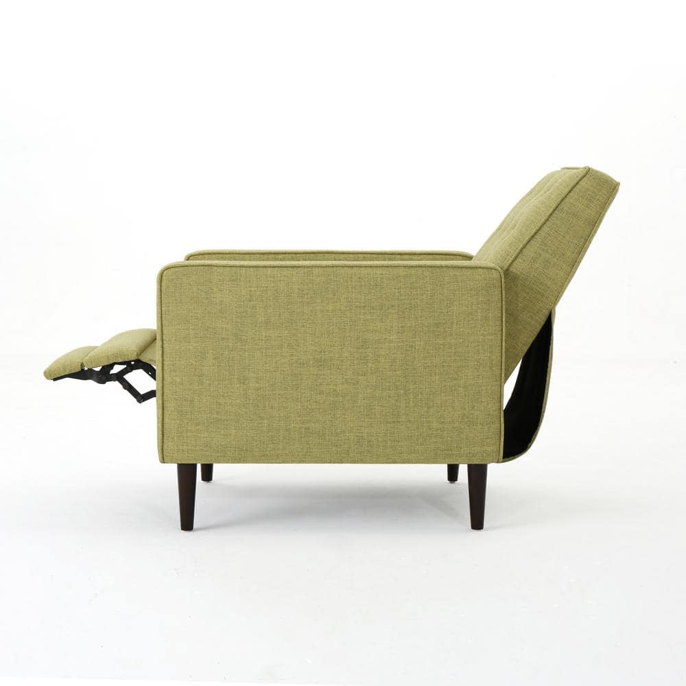 Handcrafted Beige Microfiber Wood Recliner with Tufted Back