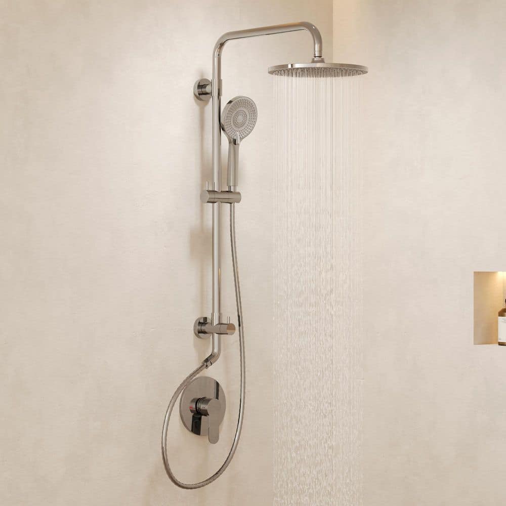 YAWWALK 2-Spray Round High Pressure Wall Bar Shower Kit with 3