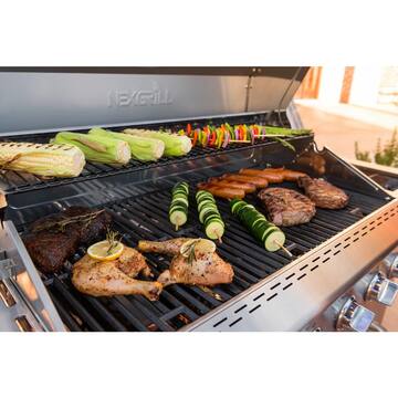 Nexgrill 4 Burner Stainless Steel Propane Gas Grill with Side Burner and PVC Cover Bundle 300-10110