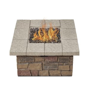 Sedona 38 in. x 19 in Square MGO Propane Fire Pit in Buff with Natural Gas Conversion Kit