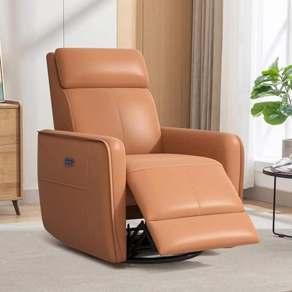 Bestier 32.3 in. Orange Faux leather Power Rocker Recliner Chair with USB Port 270 Swivel Glider Recliners with High back L505432J ORGE