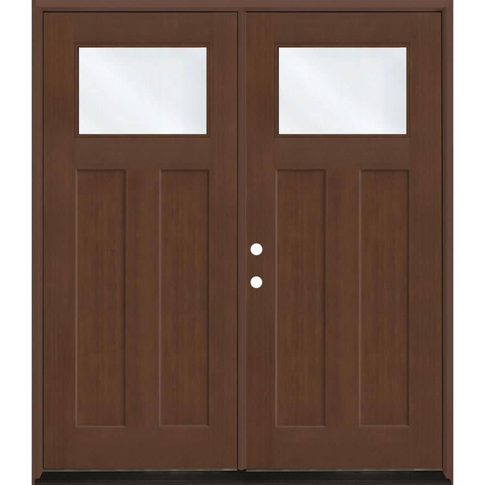 Regency 72 in. x 80 in. 1/4 TopL Clear Glass RHIS Chestnut Fir Fiberglass Double Prehung Front Door with 4-9/16 Jamb price history on PriceWatchPro