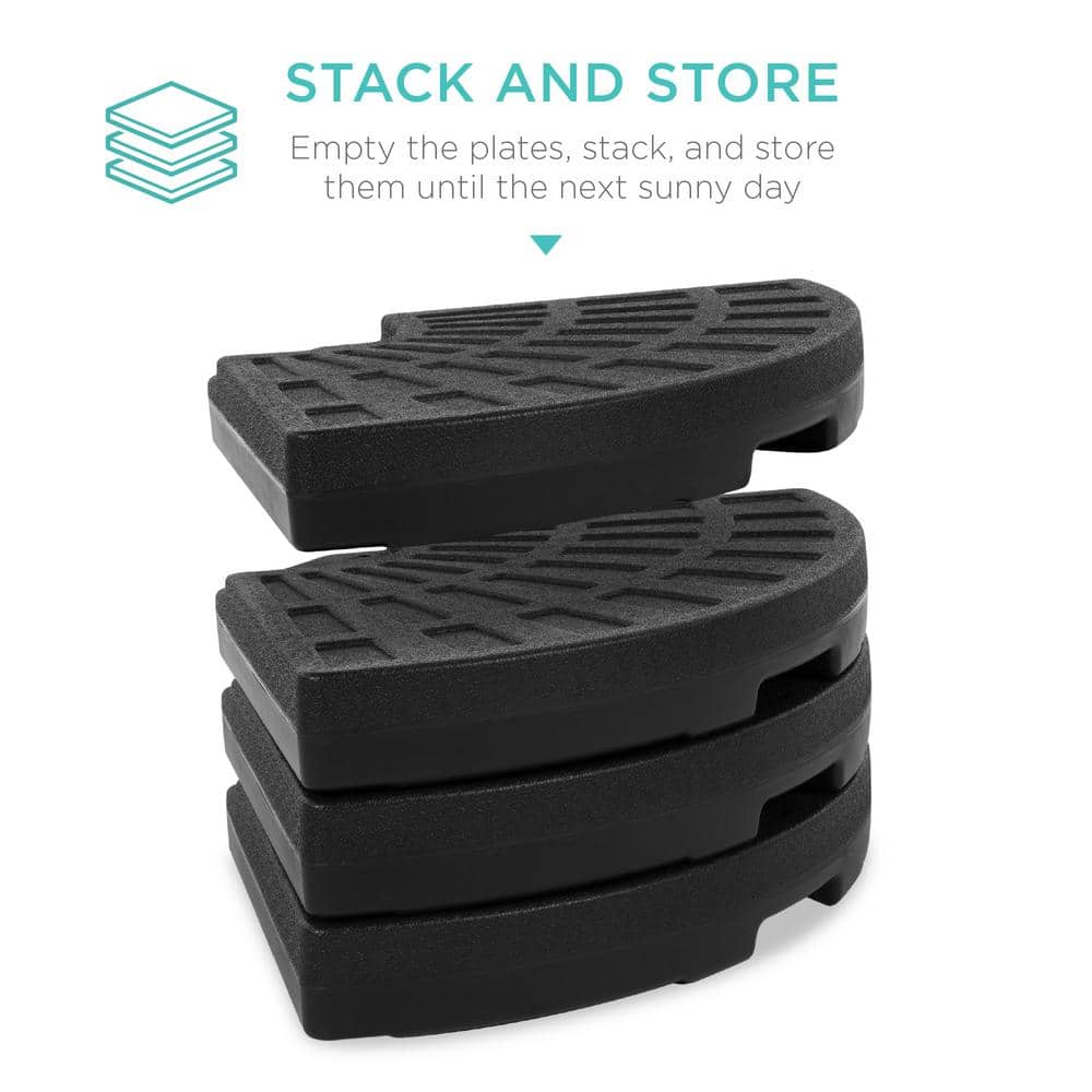 Black 4-Piece High-Density Plastic Cantilever Umbrella Base