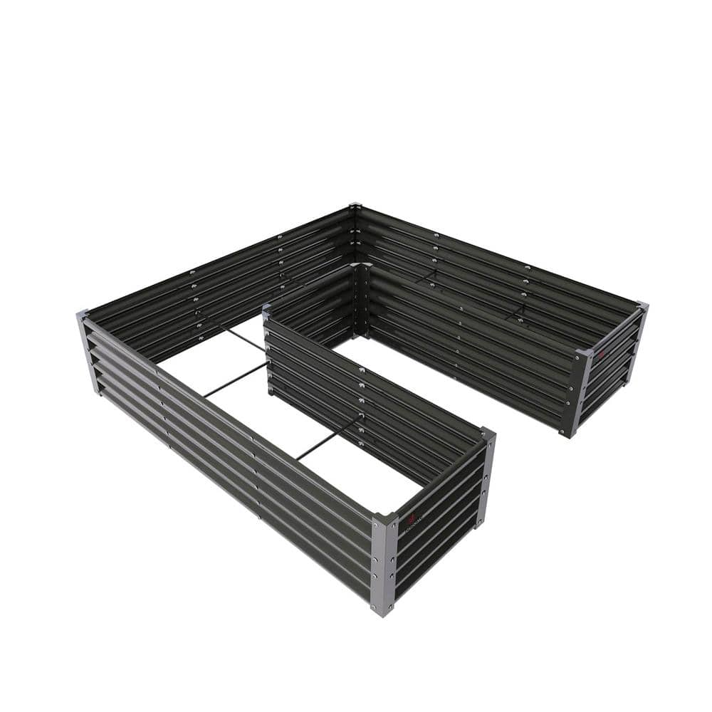 Quartz Grey Metal U-Shaped Galvanized Outdoor Raised Garden Beds, Planter B