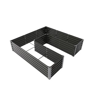 Quartz Grey Metal U-Shaped Galvanized Outdoor Raised Garden Beds, Planter Box for Planting Vegetables Flowers Herb