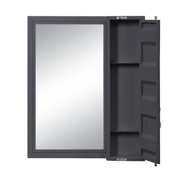 Unbranded High-Quality Gunmetal 26 in. W x 32 in. H Cargo Vanity Rectangle Metal Framed Mirror