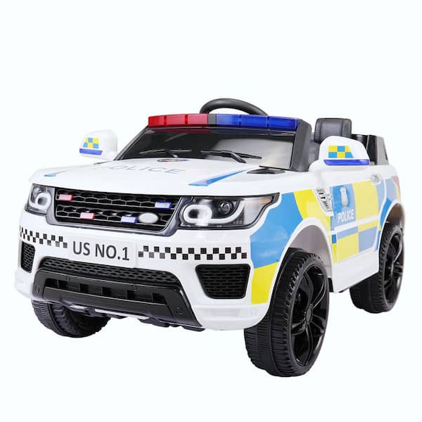 12V Ride On Police Car Electric Kids SUV Toys RC Car w/ Remote & Music Black 