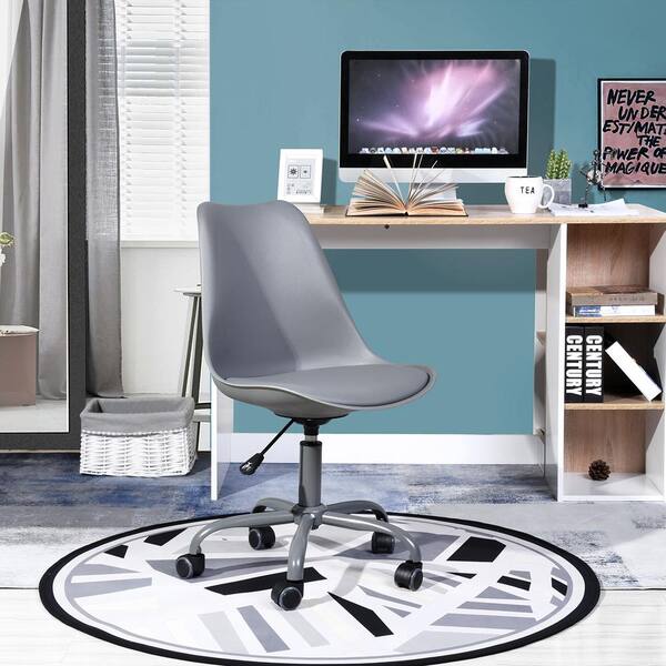 Homy Casa Blokhus Light Grey Faux Leather Seat Task Chair with Adjustable  Height Blokhus Light Grey - The Home Depot