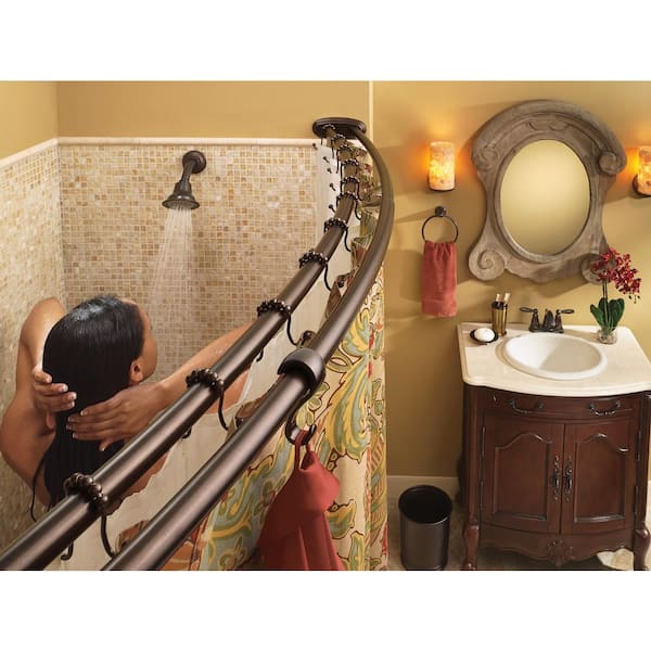 Moen Curved 57 In Adjustable Shower, Can You Use A Curved Shower Rod In Small Bathroom