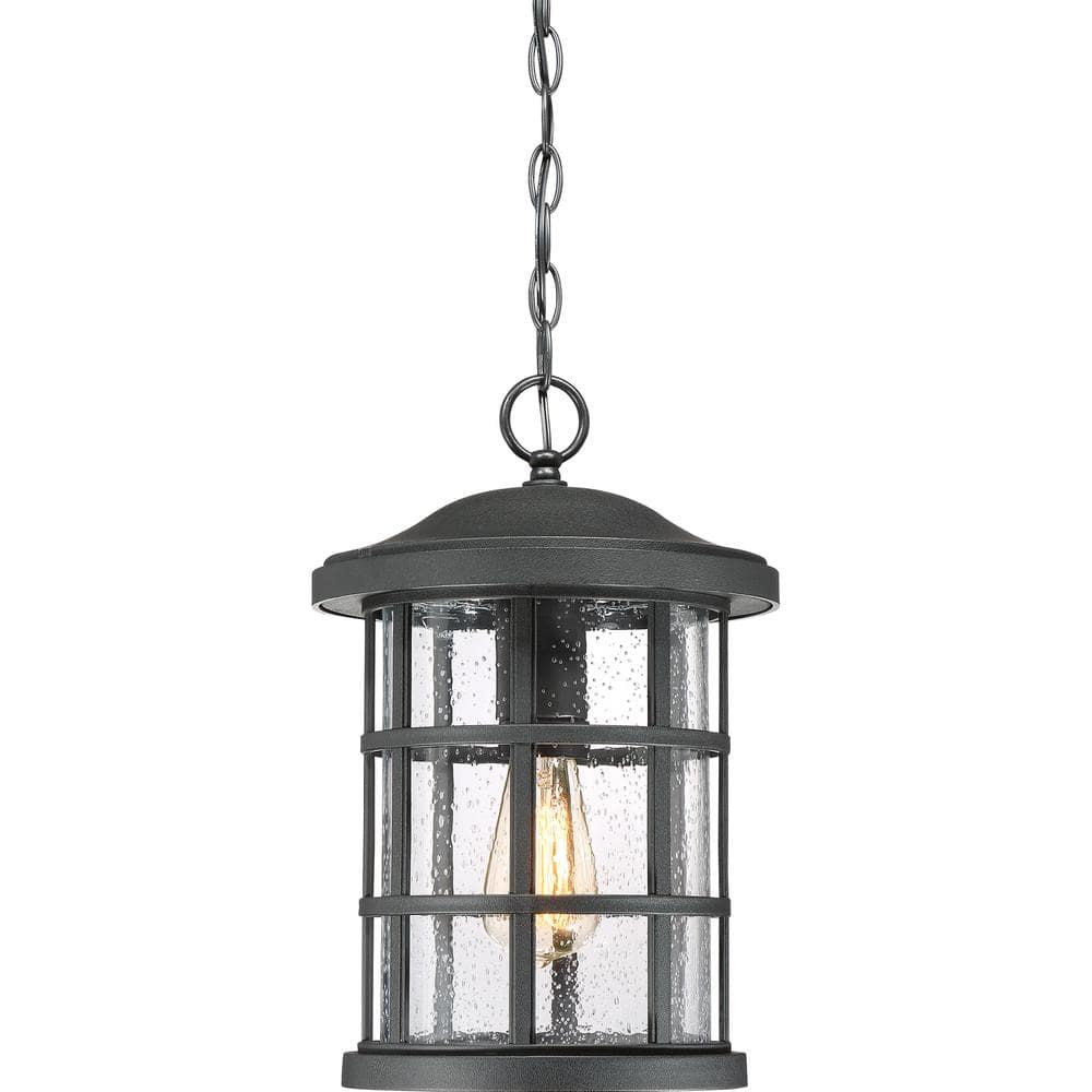Crusade Earth Black 15.5" Outdoor Pendant with Clear Glass