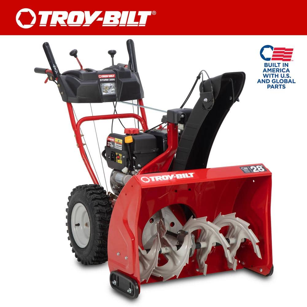 Troy Bilt Storm 28 in. 272cc Two Stage Electric Start Gas Snow Blower with Power Steering Storm 2890 The Home Depot