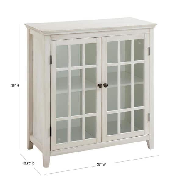 Linon Home Decor Largo Antique White, Large White Storage Cabinet With Glass Doors