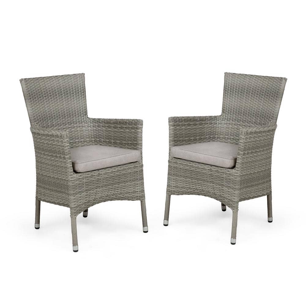 MUSE & LOUNGE Pecos Outdoor Gray Metal Dining Chair with Gray Cushions