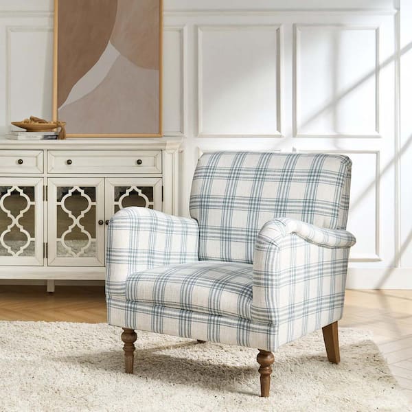 JAYDEN CREATION Mandan Blue Polyester Arm Chair (Set of 1)