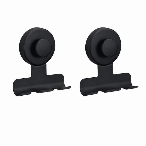 Suction Cup Hook Shower Razor Holder in Matte Black Stainless Steel, Multi-Hook Bath Accessory, 2 Pack