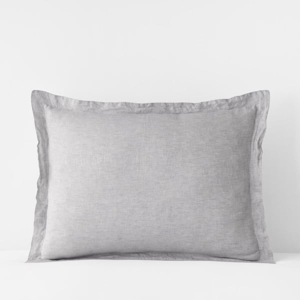 The Company Store Legends Hotel Relaxed Chambray Gray Linen Standard Sham