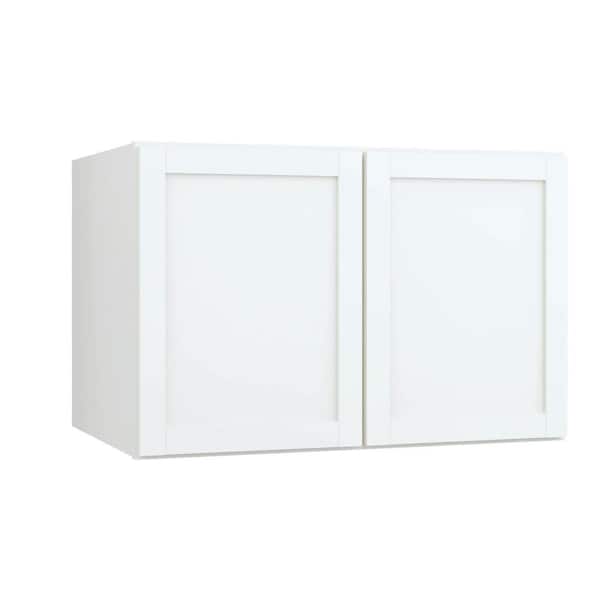Courtland 36 in. W x 24 in. D x 23.5 in. H Assembled Shaker Wall Bridge Kitchen Cabinet in Polar White