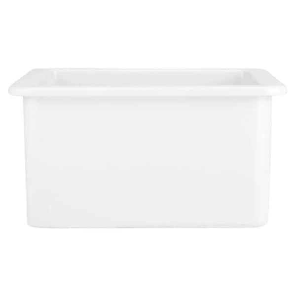 SIGNATURE HARDWARE Derin 18.13 in. Undermount Single Bowl White Fireclay Kitchen Sink with Mounting Hardware