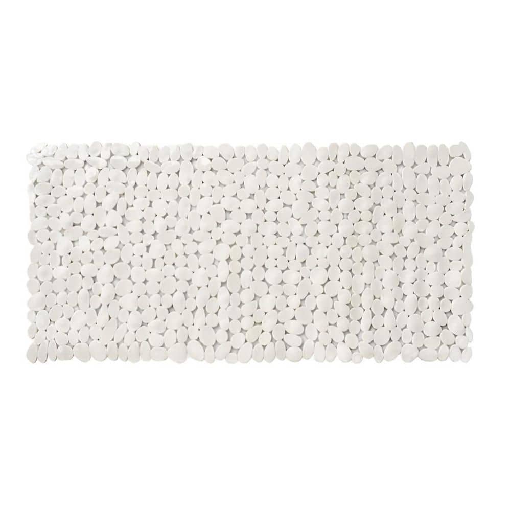 HomeRoots 35 in. x 16 in. White Solid Color Plastic Rectangle Bath Mat ...