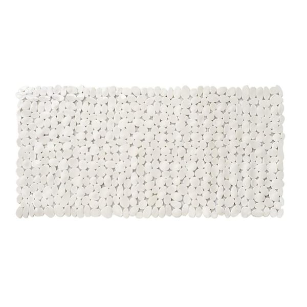 35 in. x 16 in. White Solid Color Plastic Rectangle Bath Mat