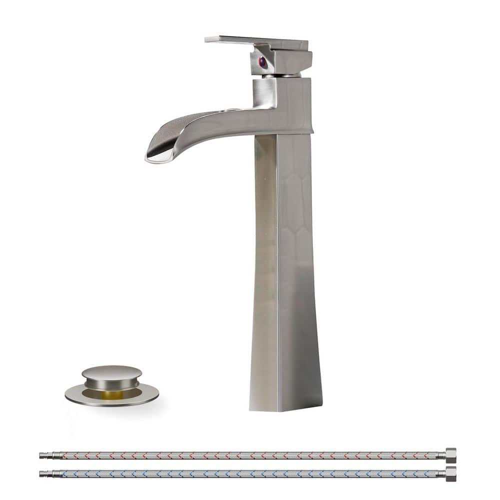 Waterfall Single Handle Bathroom Faucet with Metal Pop-Up Drain in Brushed Nickel price history on PriceWatchPro