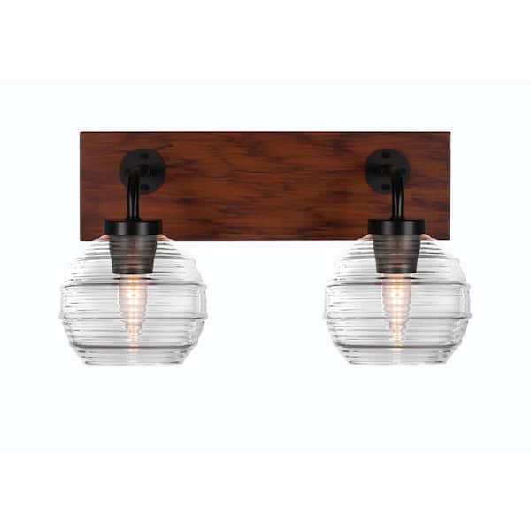 Unbranded Kirby 16.25 in. 2-Light Matte Black and Painted Wood-look Metal Vanity Light