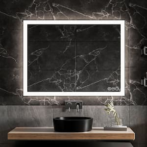 40 in. W x 32 in. H Rectangular Aluminium Framed Wall Mount Bathroom Vanity Mirror with Anti-Fog、 3-Color Adjustable LED