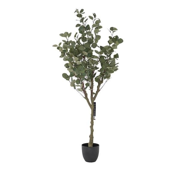 Unbranded Botanika, 59 .1 in. Green Artificial Eucalyptus Tree in Black Pot