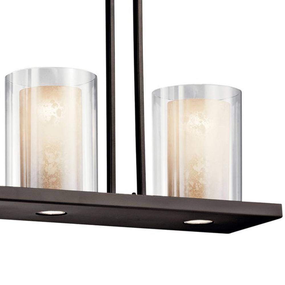 Olde Bronze 3-Light Linear Chandelier with Clear Glass Shades