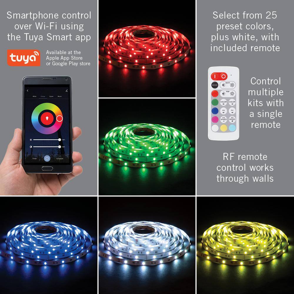 16ft Multicolor Smart LED Strip Light Kit with Remote