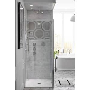 Torsion 48 in. W x 76.875 in. H Frameless Sliding Shower Door in Bright Polished Silver with Handle