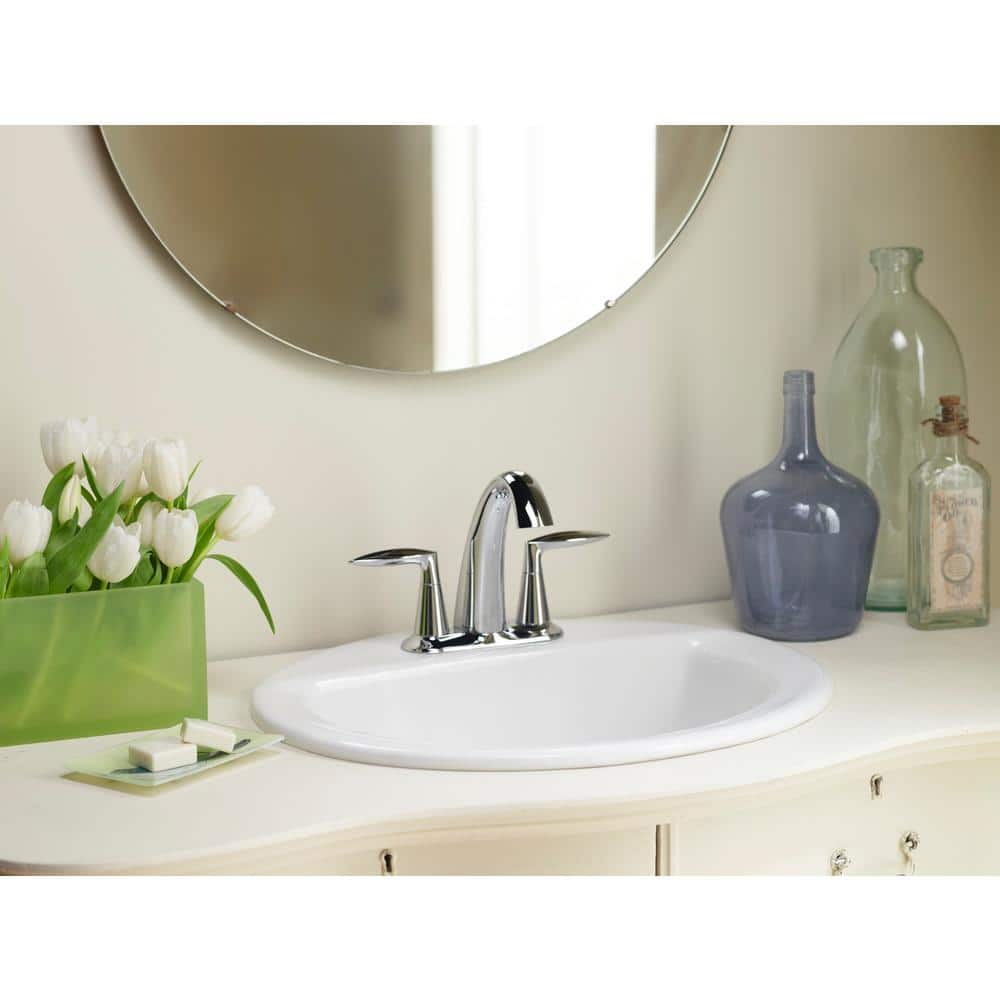 Alteo High Arc 4" Centerset Polished Chrome Double Handle Bathroom Faucet