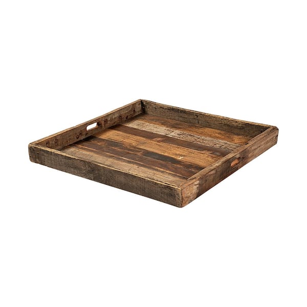 Mercana Carson (Large) 30 in. L x 30 in. W Brown Reclaimed Wood Tray