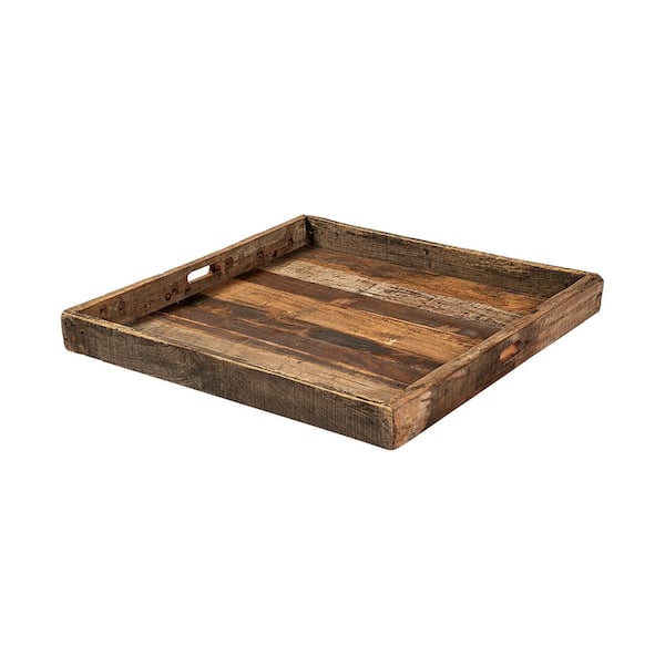 Mercana Carson (Large) 30 in. L x 30 in. W Brown Reclaimed Wood Tray ...