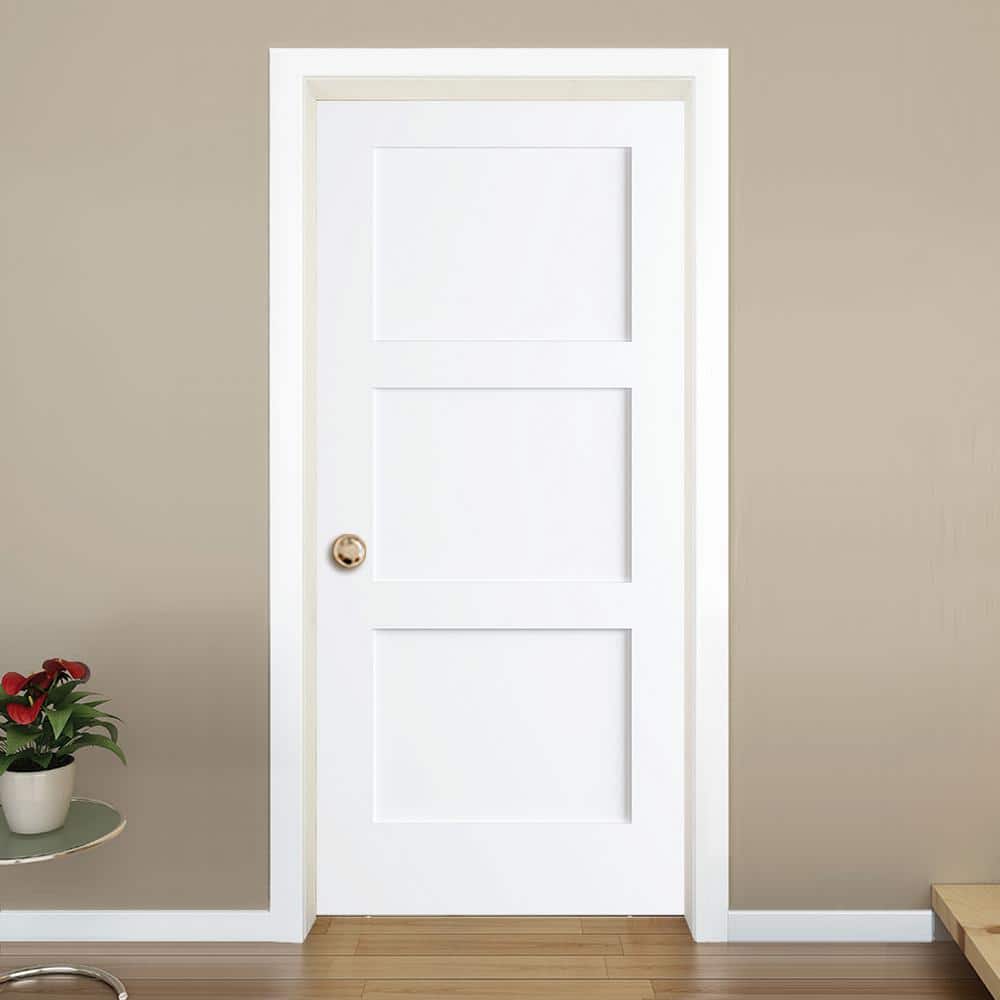 Primed White 80'' x 24'' 3-Panel Shaker Door