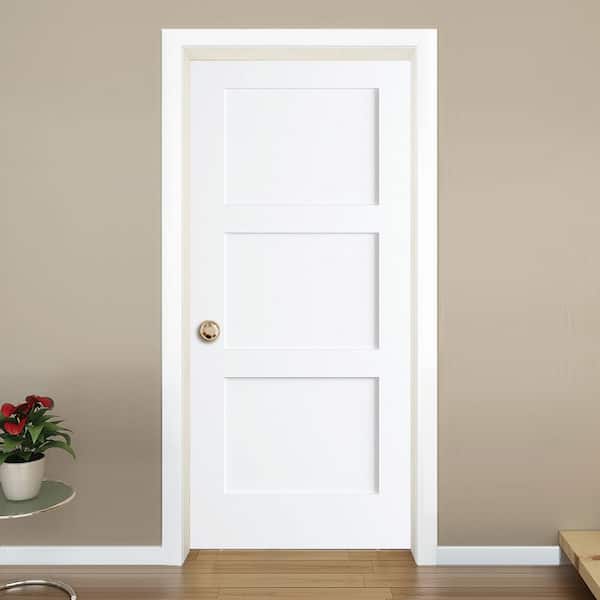 24 in. x 80 in. White 3-Panel Shaker Solid Core Wood Interior Door Slab 24 in. x 80 in. White 3-Panel Shaker Solid Core Wood Interior Door Slab