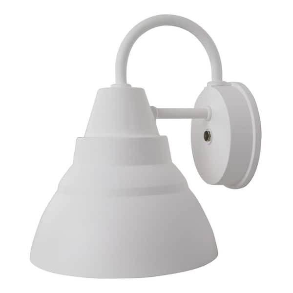 SOLUS Goose Large 10 in. White Outdoor Hardwired Lantern Sconce No Bulb Included