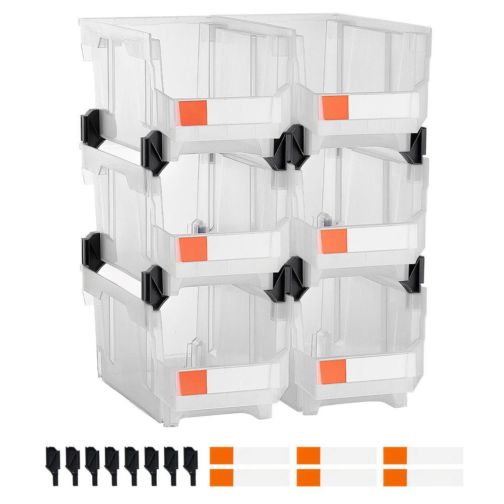 Plastic Stackable Storage Bins, 14.8 in. x 8.5 in. x 7.1 in. (6-Pack), Plastic Containers for Storage Bins 2025 Update price history on PriceWatchPro