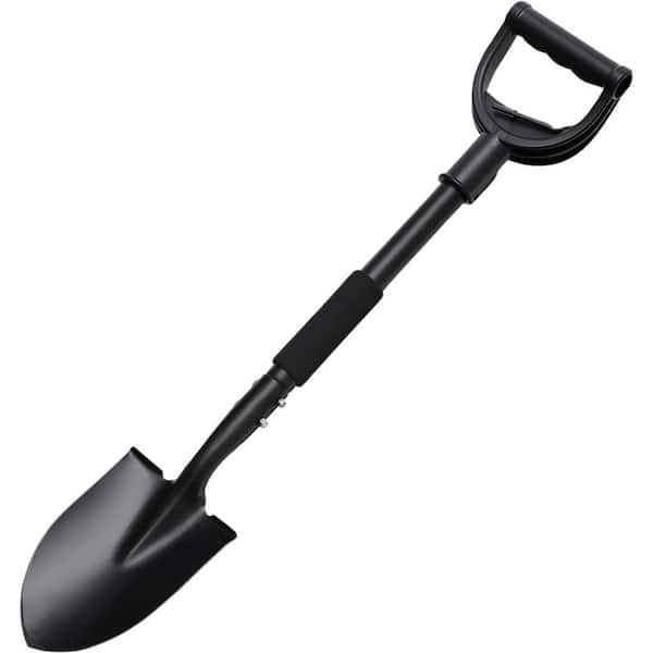 31 in. Metal Heavy Duty Portable Mini Spade Garden Shovel with Ergonomic Curved D-Handle for Gardening & Digging, Black