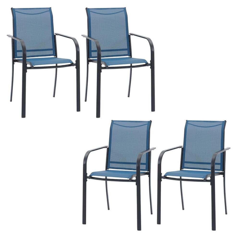 4-Piece Stackable Outdoor Patio Dining Chairs with Rust-Resistant Metal Frame and Breathable Textilene Fabric in Blue price history on PriceWatchPro