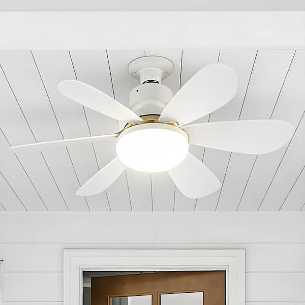 20 in. Indoor White Standard Socket Ceiling Fan with LED Light and Remote for Garage, Flush Mount