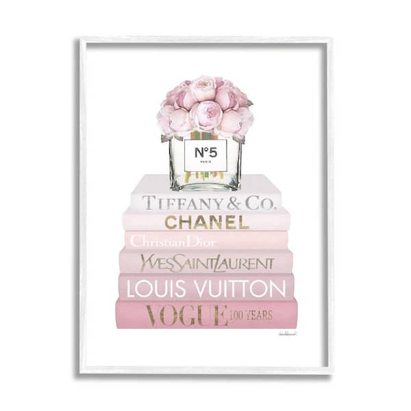 Stupell Industries Pink Rose Bouquet Fashion Style Bookstack By Amanda Greenwood Framed Print Abstract Texturized Art 16 in. x 20 in.