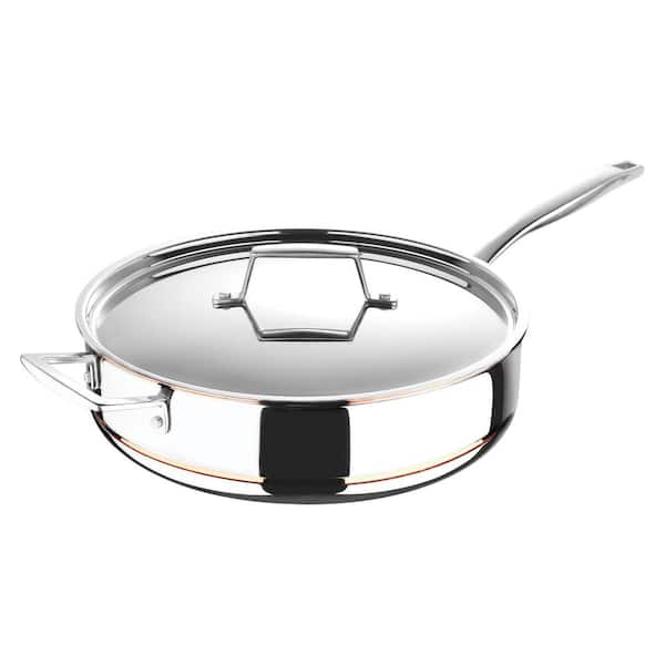 MasterPRO 5CX 6 qt. Stainless Steel 5-Ply Copper Core Deep Saute Pan with Lid, Silver